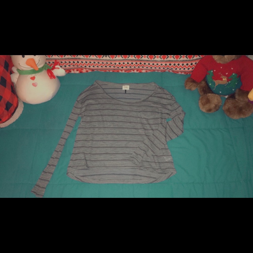 Gray striped long sleeve shirt